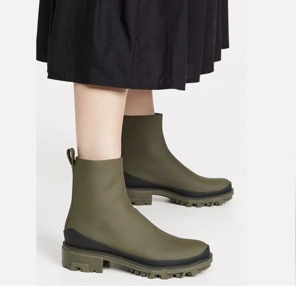 RAG & BONE Shiloh rubber-trimmed neoprene rainboots green Size 39 NEW - Picture 1 of 10